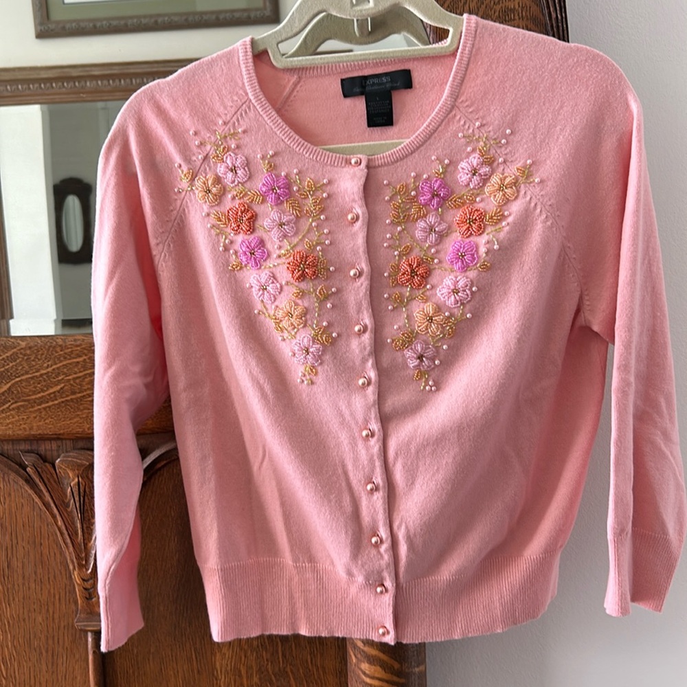Express beaded sweater pearl buttons. Like new.